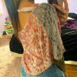 Flowy Lace Butterfly Sleeve Top
